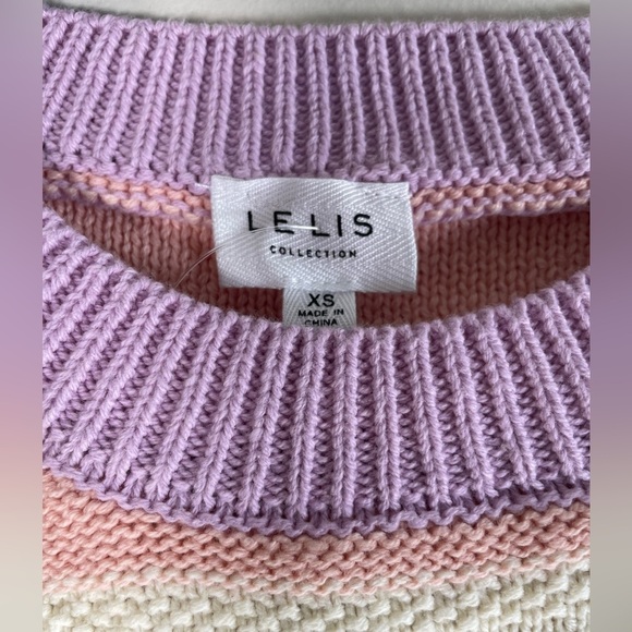 Le Lis Striped Colorblock Sweater Vest Crew Neck Cropped Boxy Cotton Blend Sz XS - Picture 3 of 9